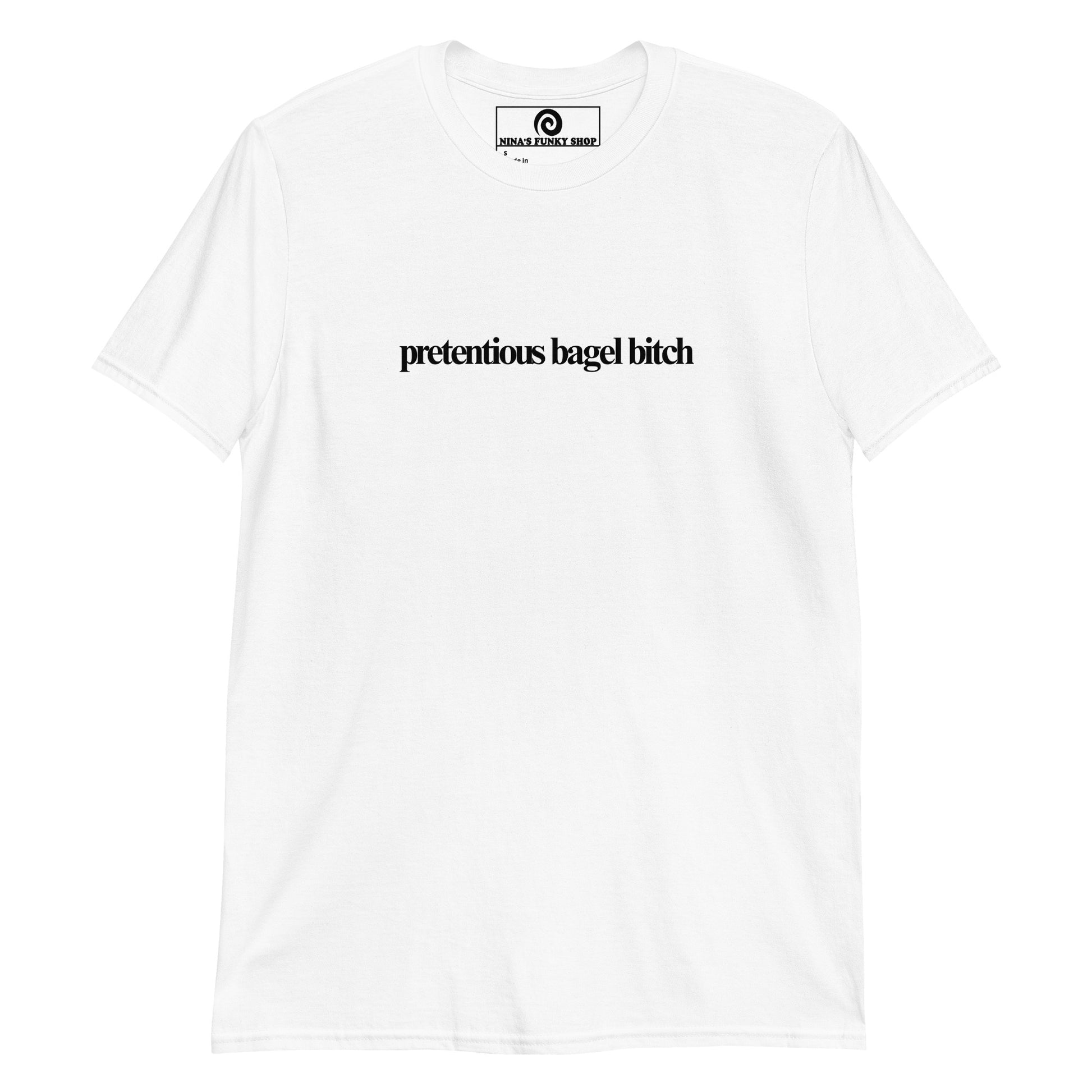 White Funny bagel Shirt - This bagel lover t-shirt is just what you need! It's soft, comfortable and made just for you with a funny design, expertly printed on the front. Eat your favorite bagels and make a statement in this funny bagel shirt. It's sure to turn heads and have people asking, "Where'd you get that shirt?"