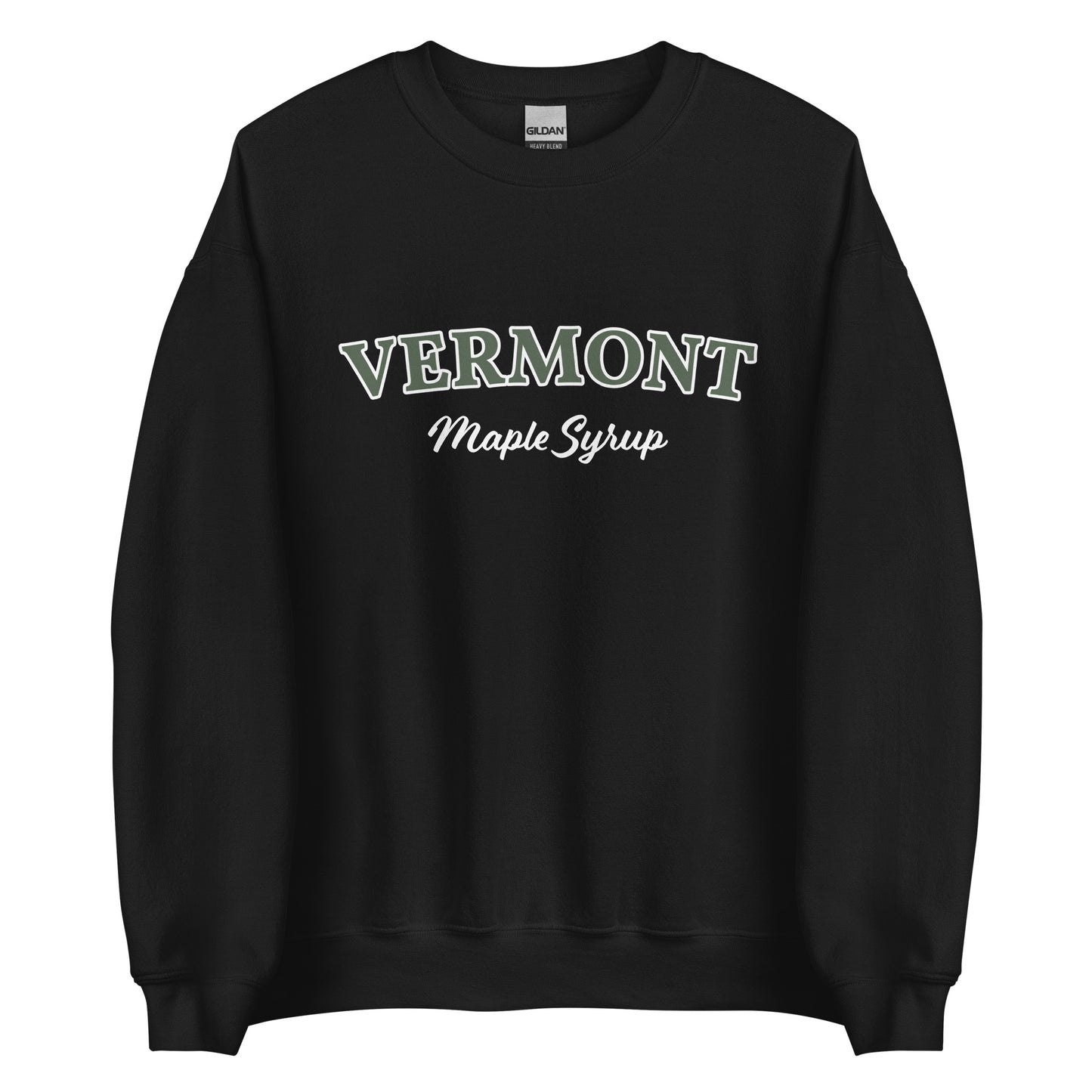 Black Vermont Maple Syrup Sweatshirt from Nina's Funky Shop by ninanush - Love real maple syrup? Need a fun New England Gift? Our Vermont Maple Syrup Sweatshirt is just for you. It's a funny foodie sweatshirt for maple syrup lovers and foodies of all kinds. This unisex, crew neck sweatshirt has "Vermont Maple Syrup" on the front. The perfect Vermont Sweatshirt for maple syrup enthusiasts.