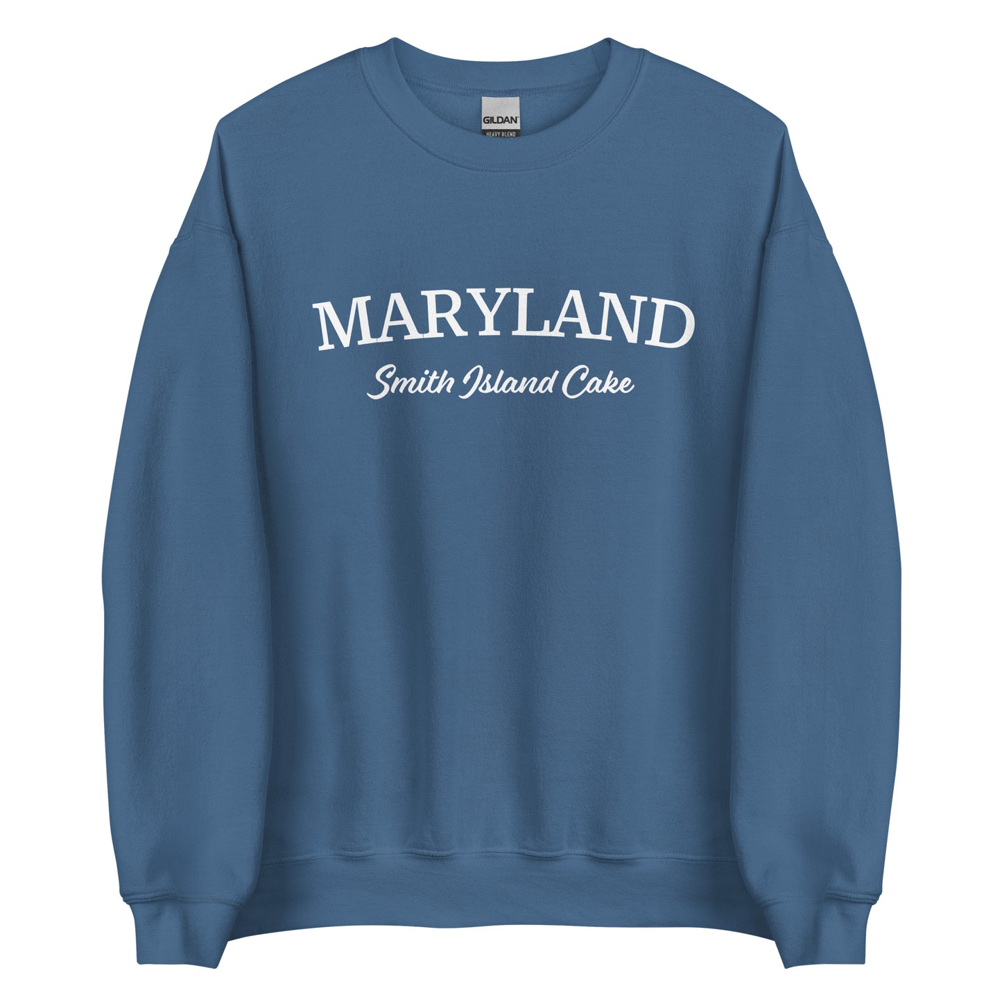 Indigo Blue Maryland Smith Island Cake Sweatshirt from Nina's Funky Shop by ninanush - Love smith island cake? Looking for a fun Maryland gift? Introducing our Maryland Smith Island Cake Sweatshirt! It's a funny foodie Maryland sweatshirt for Smith Island Cake lovers like you. This unisex, crew neck sweatshirt comes in a variety of colors with the words "Maryland Smith Island Cake" on the front.