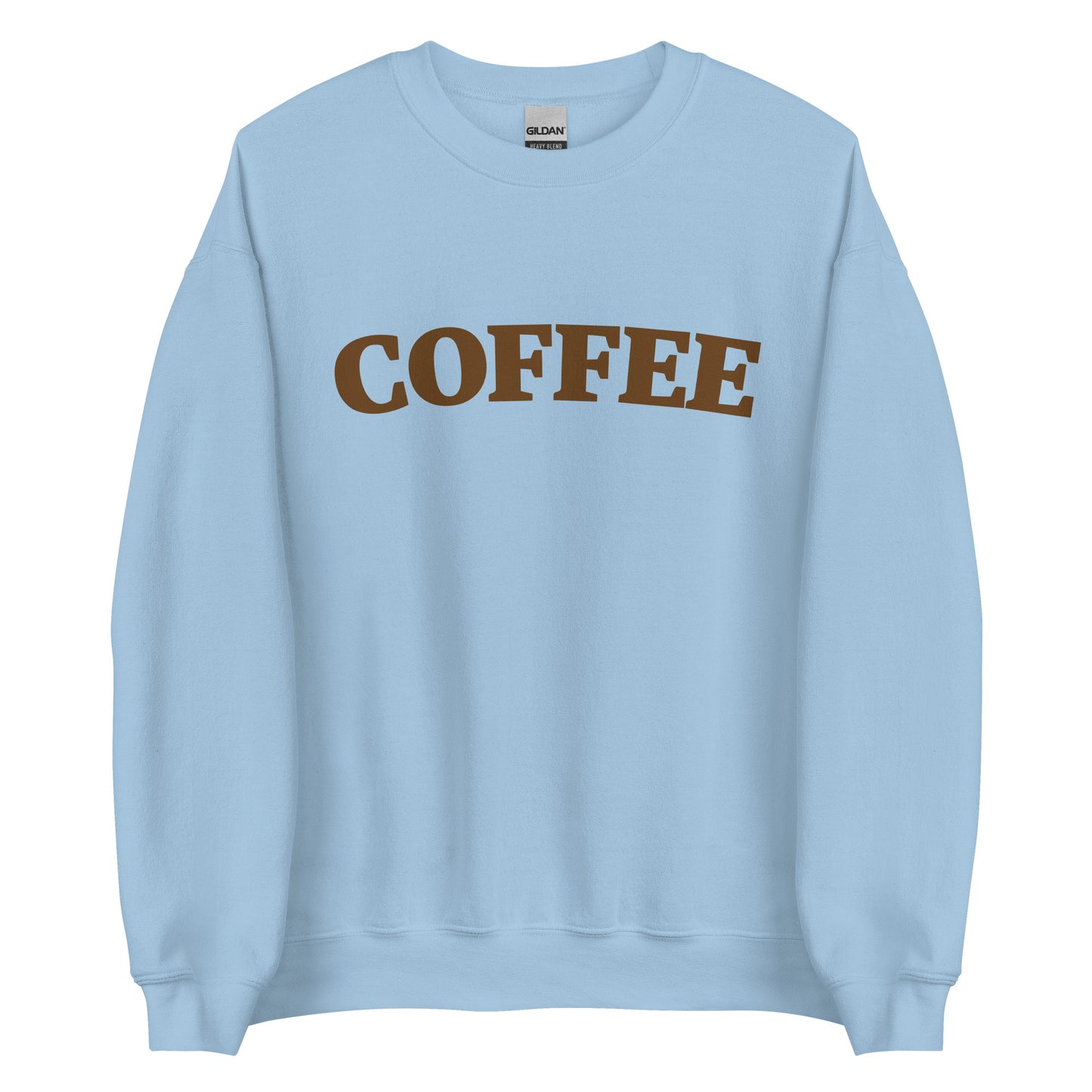 Light Blue Coffee Sweatshirt by Nina's Funky Shop by ninanush - Big coffee drinker? Looking for a fun coffee lover gift? Our Coffee Sweatshirt is just what you need. It's a unisex varsity crew neck sweatshirt with "Coffee", expertly printed on the front. Perfect for cozy nights in or stand out streetwear, this coffee enthusiast sweatshirt is designed by Nina and made just for you.