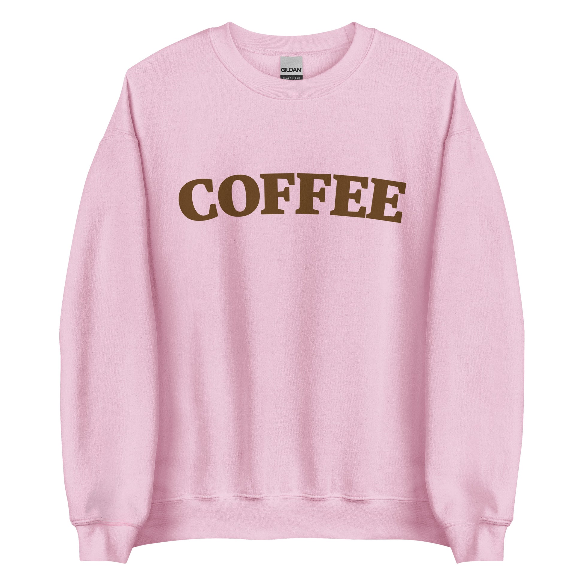 Light Pink Coffee Sweatshirt by Nina's Funky Shop by ninanush - Big coffee drinker? Looking for a fun coffee lover gift? Our Coffee Sweatshirt is just what you need. It's a unisex varsity crew neck sweatshirt with "Coffee", expertly printed on the front. Perfect for cozy nights in or stand out streetwear, this coffee enthusiast sweatshirt is designed by Nina and made just for you.