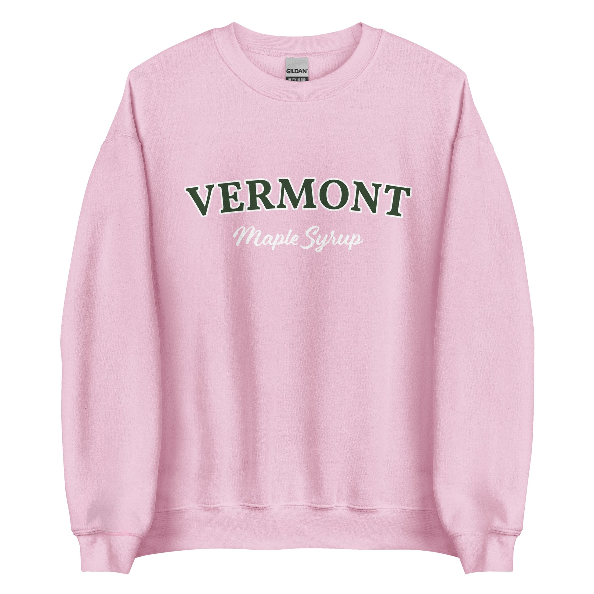 Light Pink Vermont Maple Syrup Sweatshirt from Nina's Funky Shop by ninanush - Love real maple syrup? Need a fun New England Gift? Our Vermont Maple Syrup Sweatshirt is just for you. It's a funny foodie sweatshirt for maple syrup lovers and foodies of all kinds. This unisex, crew neck sweatshirt has "Vermont Maple Syrup" on the front. The perfect Vermont Sweatshirt for maple syrup enthusiasts.