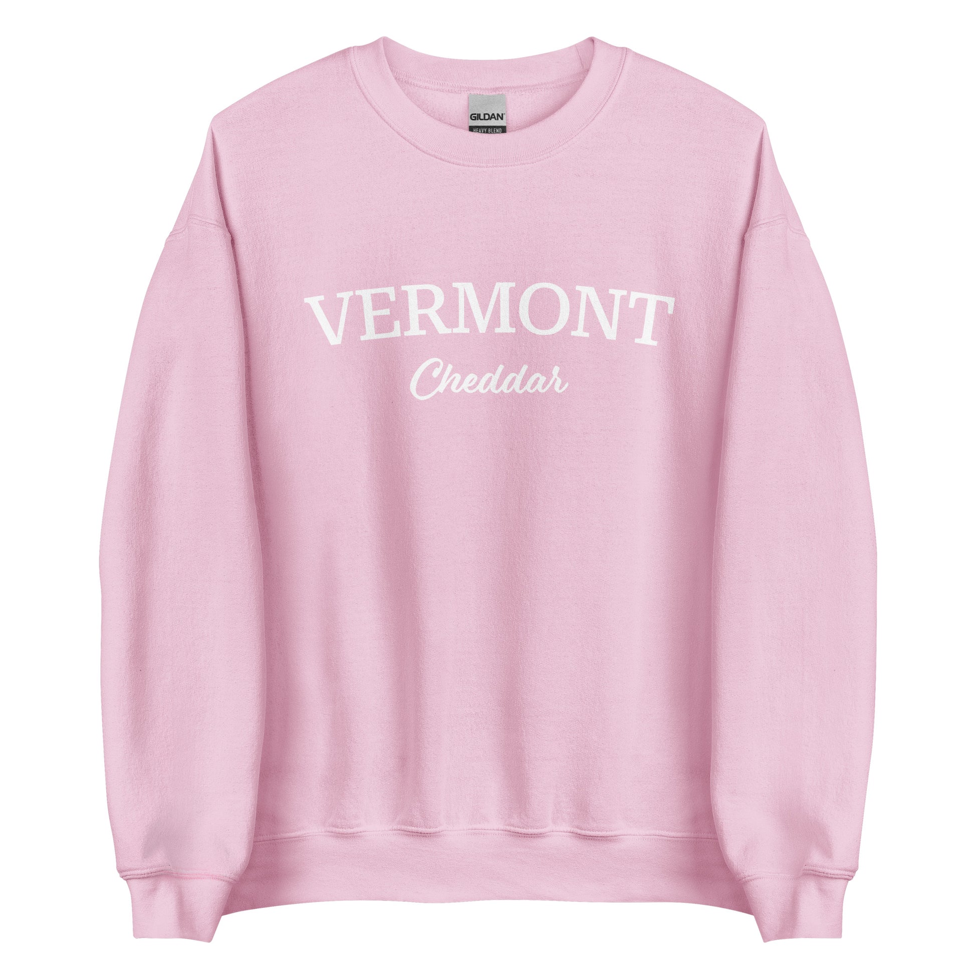 Pink Vermont Cheddar Sweatshirt from Nina's Funky Shop by ninanush - Do you love cheddar cheese? Looking for a food themed gift? Introducing our Vermont Cheddar Sweatshirt! It's a New England foodie sweatshirt for cheddar cheese lovers like you. This Vermont varsity sweatshirt is unisex and perfect for Vermonters. It's a cheddar enthusiast sweatshirt is designed by Nina and made just for you.