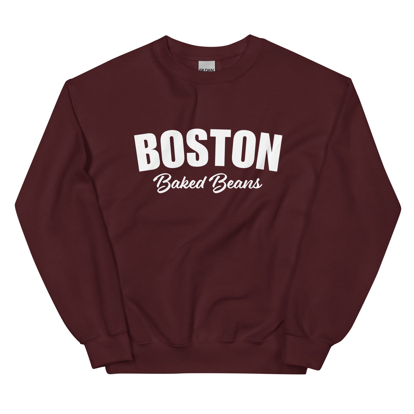Maroon Boston Baked Beans Sweatshirt from Nina's Funky Shop by ninanush - Fan of Boston Baked Beans? Need a fun gift for a New Englander? Introducing our Boston Baked Beans Sweatshirt! It's a funny foodie sweatshirt for Baked Beans. This unisex, varsity sweatshirt comes in a variety of colors with the words "Boston Baked Beans" on the front. Eat baked beans in style in this foodie sweatshirt.