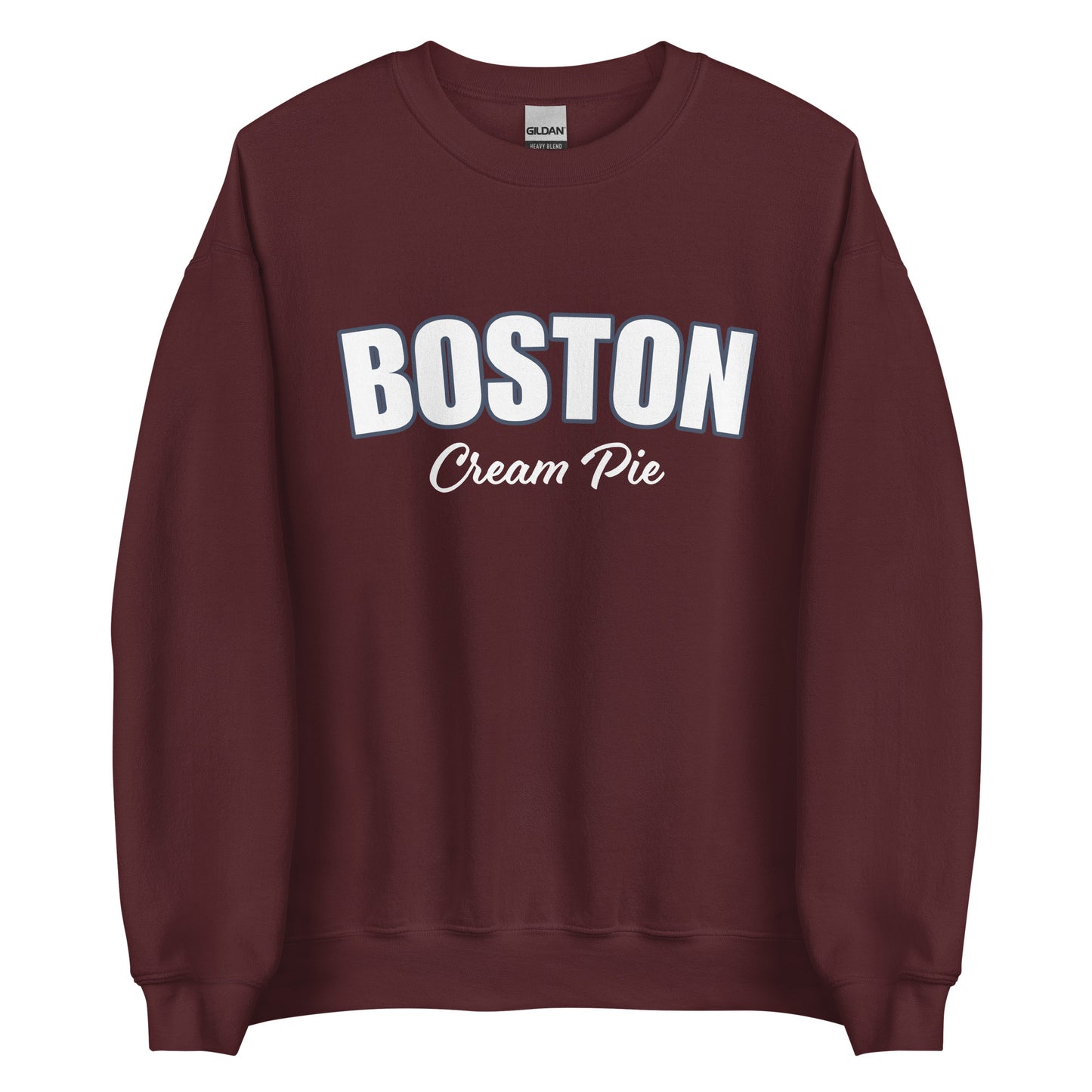 Maroon Boston Cream Pie Sweatshirt from Nina's Funky Shop by ninanush - Are you a Boston cream pie enthusiast? Looking for a gift for your favorite New Englander? Introducing our Boston Cream Pie Sweatshirt! It's soft, comfortable and a funny foodie sweatshirt for pie lovers like you. This unisex, varsity sweatshirt comes in a variety of colors with the words "Boston Cream Pie", expertly printed on the front.