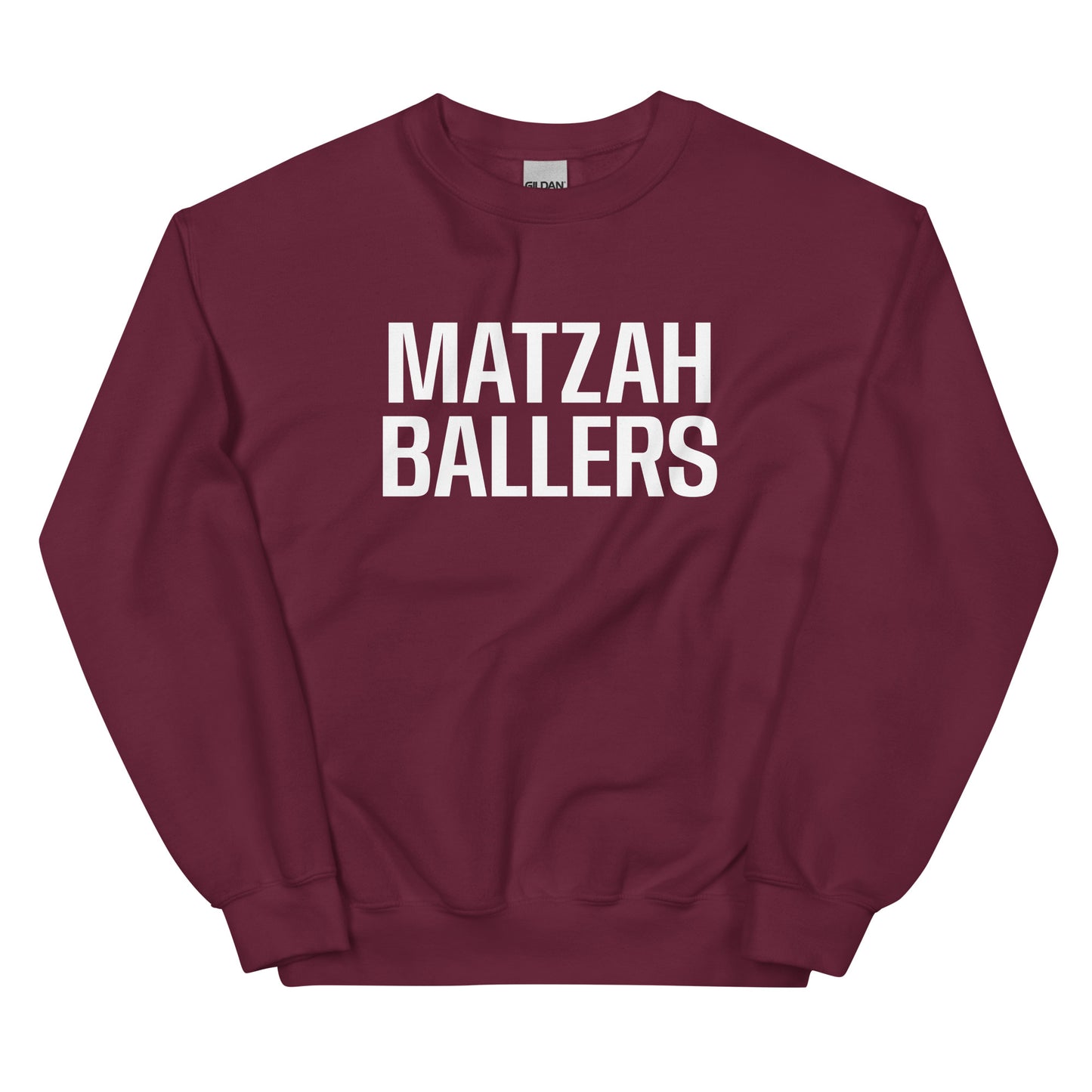 Maroon Matzah Baller Crewneck Sweatshirt - Our Matzah Ballers Sweatshirt is soft, cozy and made just for you! It's a funny crewneck sweatshirt, expertly printed and perfect for everyday streetwear or lounging around the house. Looking for something personalized? Shoot us a message!