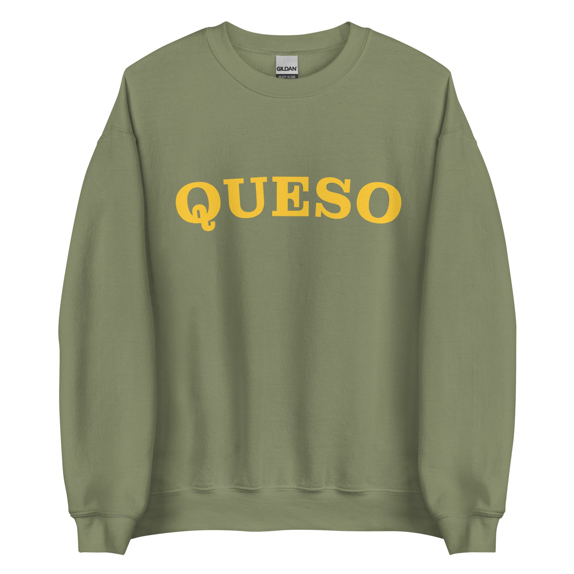 Army Green Queso Sweatshirt from Nina's Funky Shop by ninanush - Our colorful Queso Sweatshirt! A funny foodie sweatshirt for queso lovers. This crew neck sweatshirt comes in a variety of colors with "Queso", expertly printed on the front. Perfect for cozy nights in or stand out streetwear for foodies, this queso enthusiast sweatshirt is designed by Nina and made just for you.