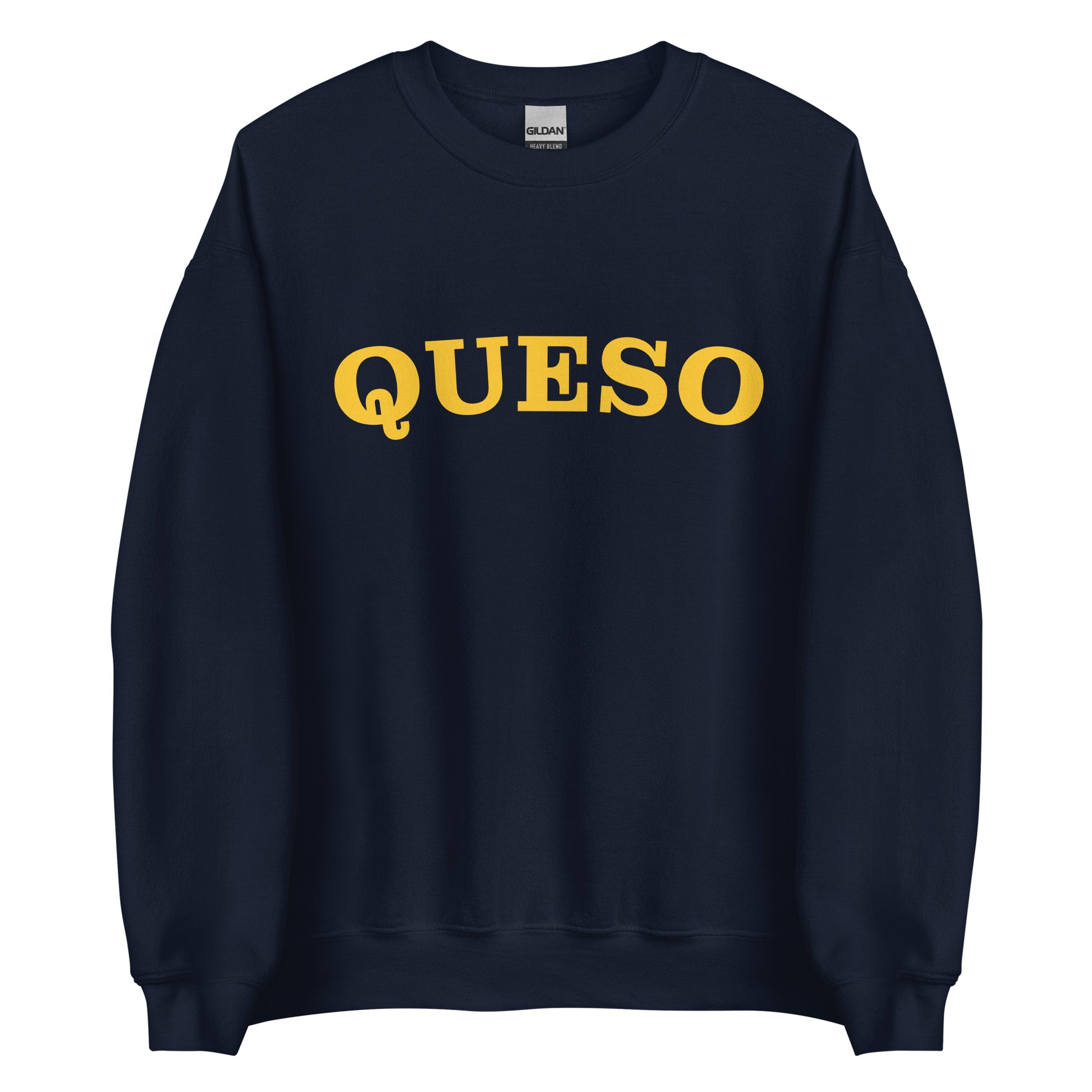 Navy Queso Sweatshirt from Nina's Funky Shop by ninanush - Our colorful Queso Sweatshirt! A funny foodie sweatshirt for queso lovers. This crew neck sweatshirt comes in a variety of colors with "Queso", expertly printed on the front. Perfect for cozy nights in or stand out streetwear for foodies, this queso enthusiast sweatshirt is designed by Nina and made just for you.