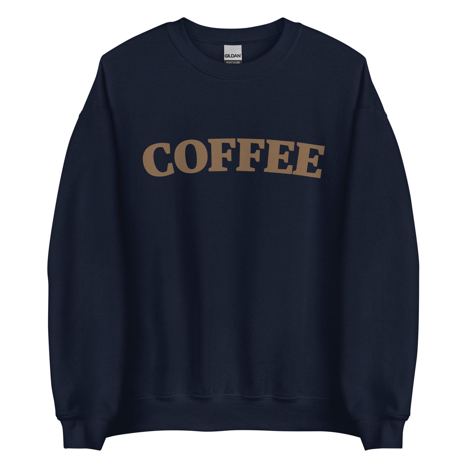 Navy Coffee Sweatshirt by Nina's Funky Shop by ninanush - Big coffee drinker? Looking for a fun coffee lover gift? Our Coffee Sweatshirt is just what you need. It's a unisex varsity crew neck sweatshirt with "Coffee", expertly printed on the front. Perfect for cozy nights in or stand out streetwear, this coffee enthusiast sweatshirt is designed by Nina and made just for you.