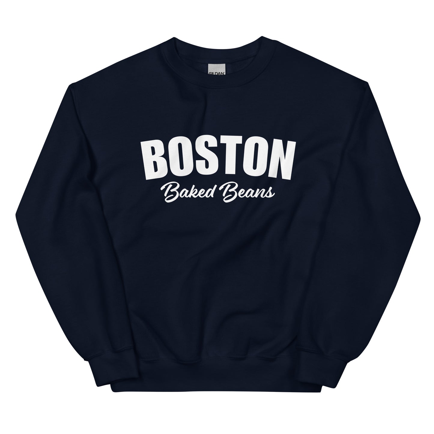 Navy Boston Baked Beans Sweatshirt from Nina's Funky Shop by ninanush - Fan of Boston Baked Beans? Need a fun gift for a New Englander? Introducing our Boston Baked Beans Sweatshirt! It's a funny foodie sweatshirt for Baked Beans. This unisex, varsity sweatshirt comes in a variety of colors with the words "Boston Baked Beans" on the front. Eat baked beans in style in this foodie sweatshirt.