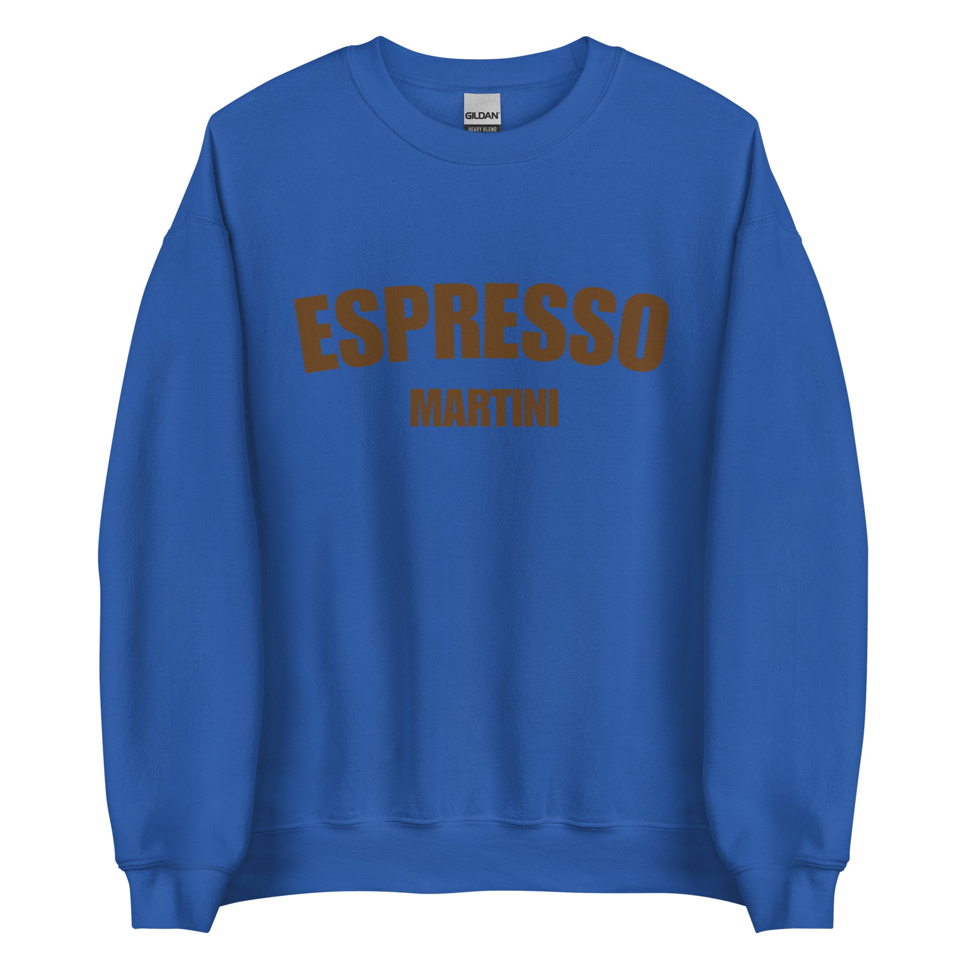 Royal Blue Espresso Martini Sweatshirt from Nina's Funky Shop by ninanush - Love espresso martinis? Our Espresso Martini Sweatshirt is a perfect bold sweatshirt for martini enthusiasts. It's a unisex, crew neck sweatshirt with "Espresso Martini", expertly printed on the front. Perfect for cozy nights in or stand out streetwear, this espresso sweatshirt is designed by Nina and made just for you.