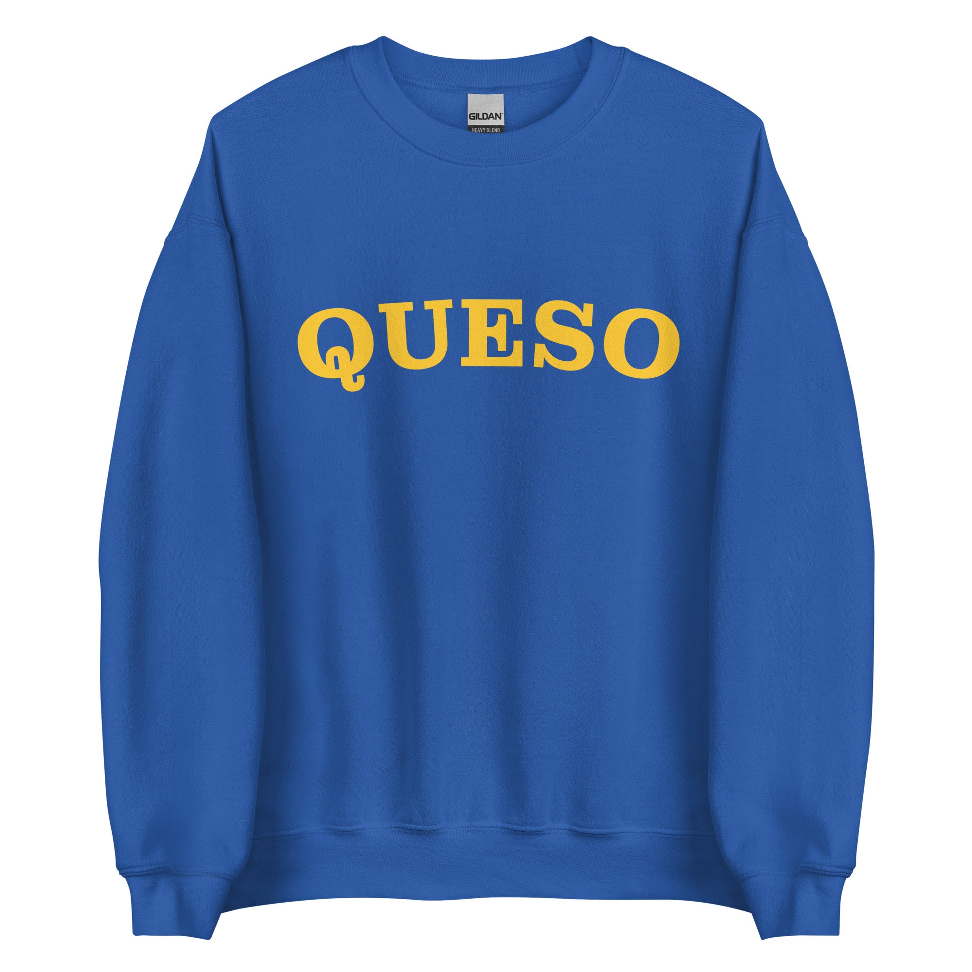 Royal Blue Queso Sweatshirt from Nina's Funky Shop by ninanush - Our colorful Queso Sweatshirt! A funny foodie sweatshirt for queso lovers. This crew neck sweatshirt comes in a variety of colors with "Queso", expertly printed on the front. Perfect for cozy nights in or stand out streetwear for foodies, this queso enthusiast sweatshirt is designed by Nina and made just for you.