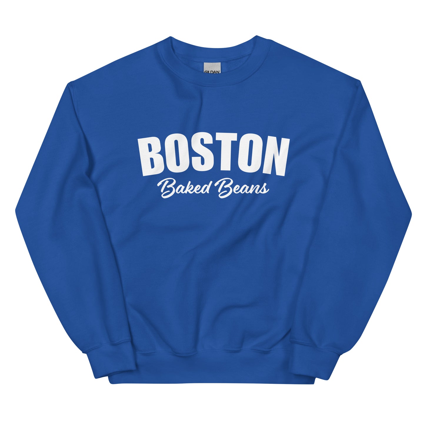 Royal Blue Boston Baked Beans Sweatshirt from Nina's Funky Shop by ninanush - Fan of Boston Baked Beans? Need a fun gift for a New Englander? Introducing our Boston Baked Beans Sweatshirt! It's a funny foodie sweatshirt for Baked Beans. This unisex, varsity sweatshirt comes in a variety of colors with the words "Boston Baked Beans" on the front. Eat baked beans in style in this foodie sweatshirt.