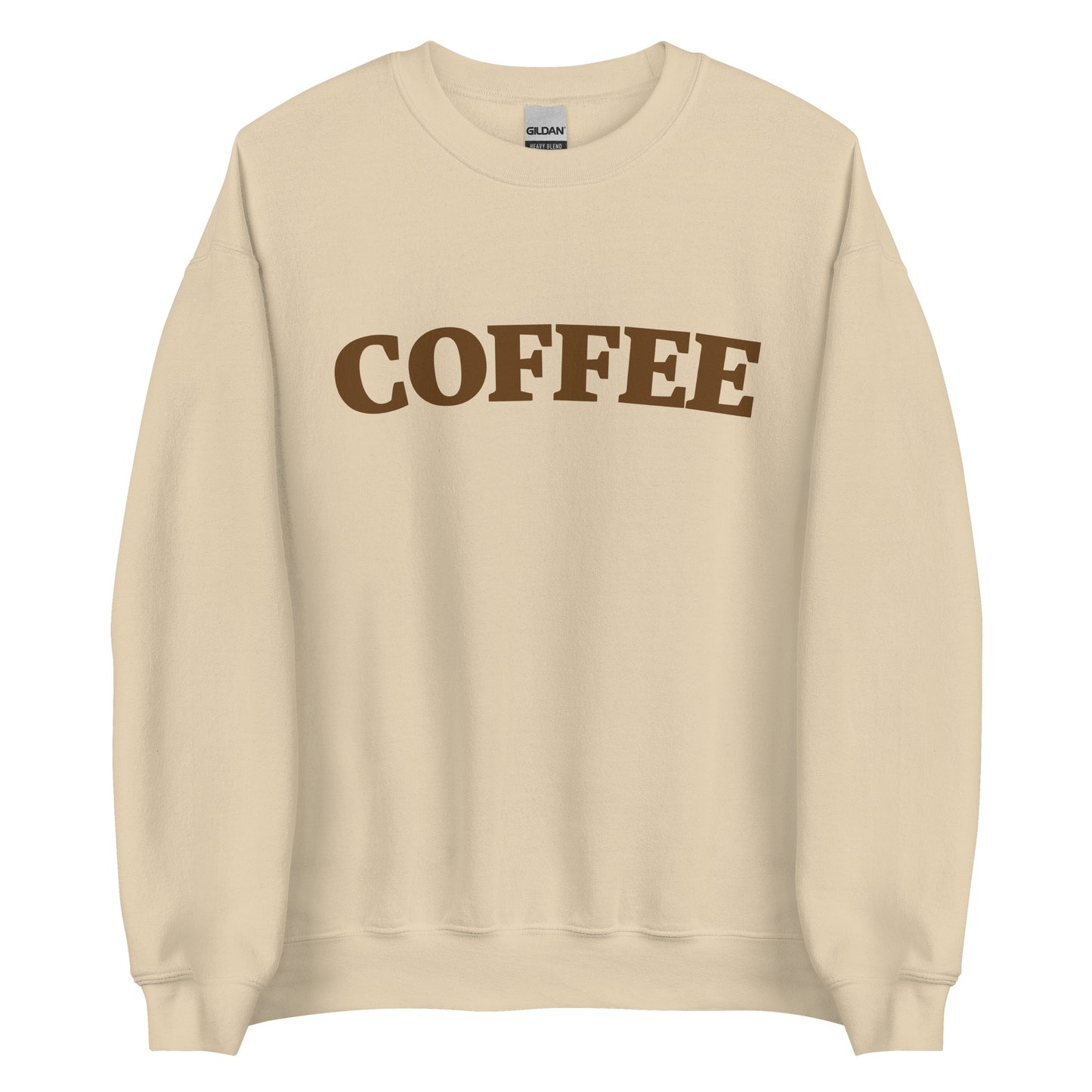 Khaki Coffee Sweatshirt by Nina's Funky Shop by ninanush - Big coffee drinker? Looking for a fun coffee lover gift? Our Coffee Sweatshirt is just what you need. It's a unisex varsity crew neck sweatshirt with "Coffee", expertly printed on the front. Perfect for cozy nights in or stand out streetwear, this coffee enthusiast sweatshirt is designed by Nina and made just for you.