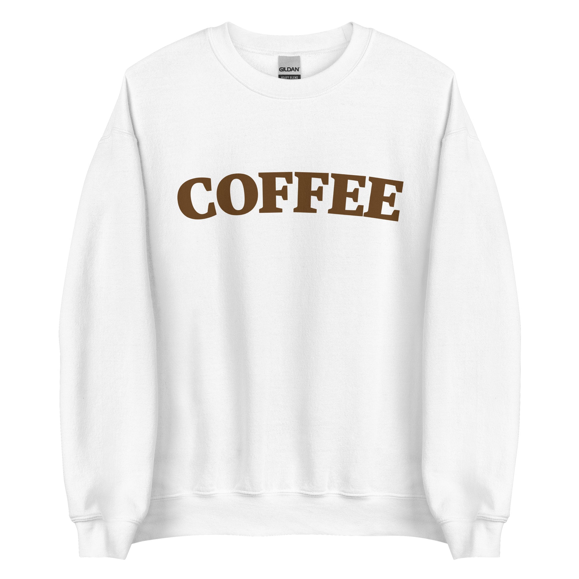White Coffee Sweatshirt by Nina's Funky Shop by ninanush - Big coffee drinker? Looking for a fun coffee lover gift? Our Coffee Sweatshirt is just what you need. It's a unisex varsity crew neck sweatshirt with "Coffee", expertly printed on the front. Perfect for cozy nights in or stand out streetwear, this coffee enthusiast sweatshirt is designed by Nina and made just for you. 