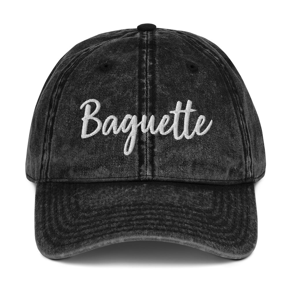 Black baguette lover dad hat from Nina's Funky Shop by ninanush - Everyone loves a Baguette. Show your love for the classic French bread in this funny foodie dad hat. It's has a stylish washed out material and "Baguette", embroidered on the front. It's a unique accessory that gives personality to your everyday outfit. Stay funky and eat baguettes in this baguette enthusiast hat.