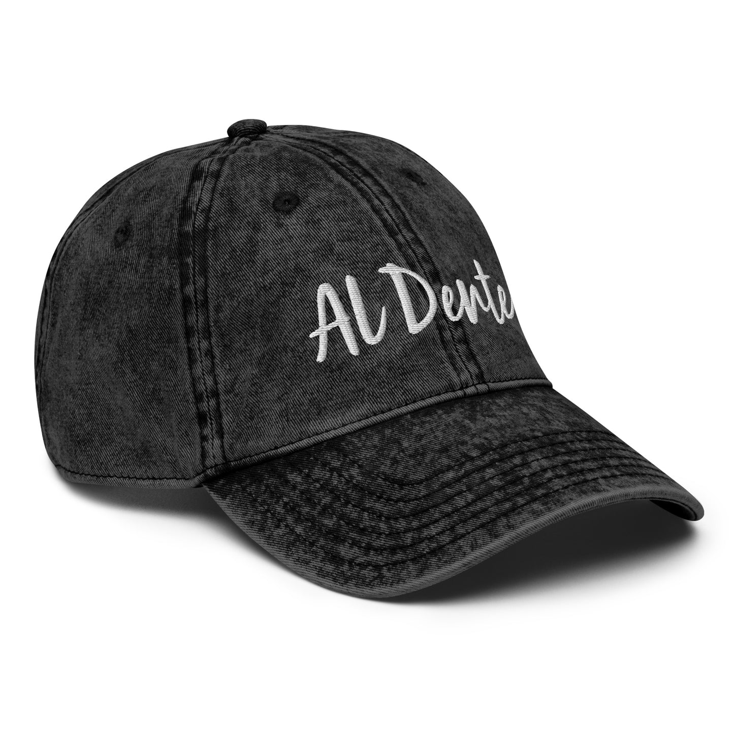 Black Al Dente Hat - This Al Dente Hat is perfect for pasta lovers and foodies of all kinds. It's comfortable, has an adjustable closure, and comes in a variety of colors with "Al Dente", expertly embroidered on the front. Celebrate your favorite foods in our funky foodie clothing and accessories. Designed by Nina and made just for you!