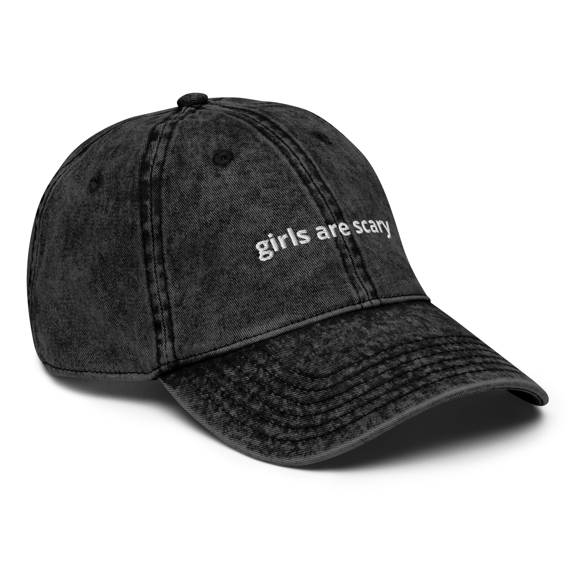 Black Girls Are Scary Hat - Everybody knows that dad caps are no longer just for dads, so get an embroidered cotton twill cap for yourself! This one's really special thanks to the intricate embroidery detail and the washed out vintage feel.