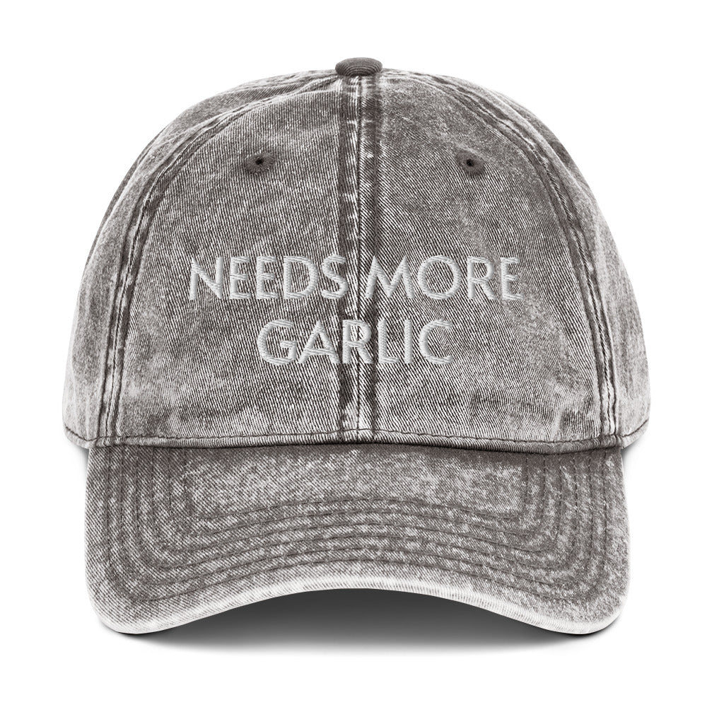 Gray garlic hat from Nina's Funky Shop by ninanush - If you're a garlic enthusiast, this funny food hat was designed just for you. Eat garlicky snacks in style and show off your love for garlic in our unique foodie dad hat. This garlic lover hat is made of cotton, with a washed out vintage style and an eye-catching embroidery. Perfect for garlic lovers and foodies.