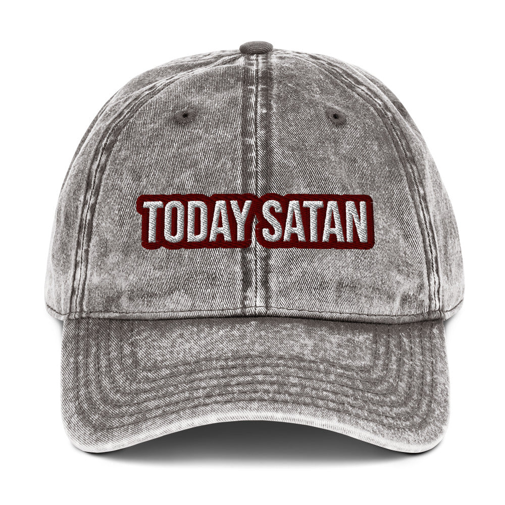 Gray today Satan dad hat from Nina's Funky Shop by ninanush - Today Satan! Add a little personality to your everyday style with this quirky dad hat. It's an unusual dad hat that comes in a variety of colors with "Today Satan" expertly embroidered on the front. Stand out and make a statement in this funny Satan hat or give it as a weird gift to your favorite human. 