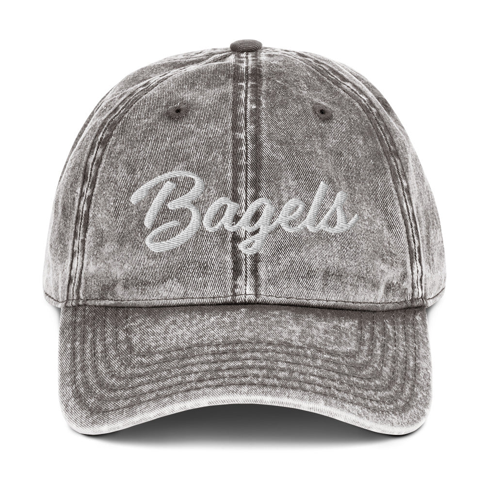 Gray Bagels Dad Hat - Love bagels? Looking for a gift for a bagel enthusiast? Our Bagel Hat is comfortable, adjustable and expertly embroidered just for you!