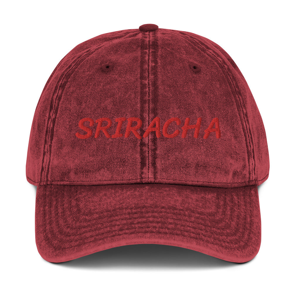 Maroon sriracha dad hat from Nina's Funky Shop by ninanush - The Sriracha dad hat! Show your love for the beloved hot chili sauce in this funny foodie dad hat. It's comfortable with the word "Sriracha", embroidered on the front. It's a unique accessory that brings personality to your everyday outfits. Stay funky and eat your favorite hot sauce in this sriracha enthusiast hat.