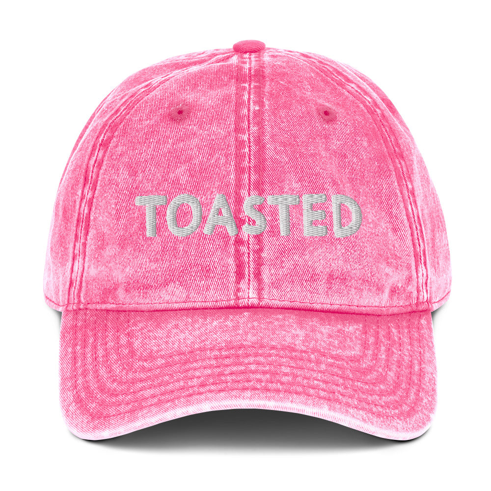 Pink toasted hat - This toasted dad hat stands out in a variety of colors with a faded vintage style look and white embroidery. It's comfortable, unique and made just for you. Wear this funny dad hat as everyday streetwear. Eat your favorite foods in our funny food clothing and accessories and find the perfect funny gift for foodies.
