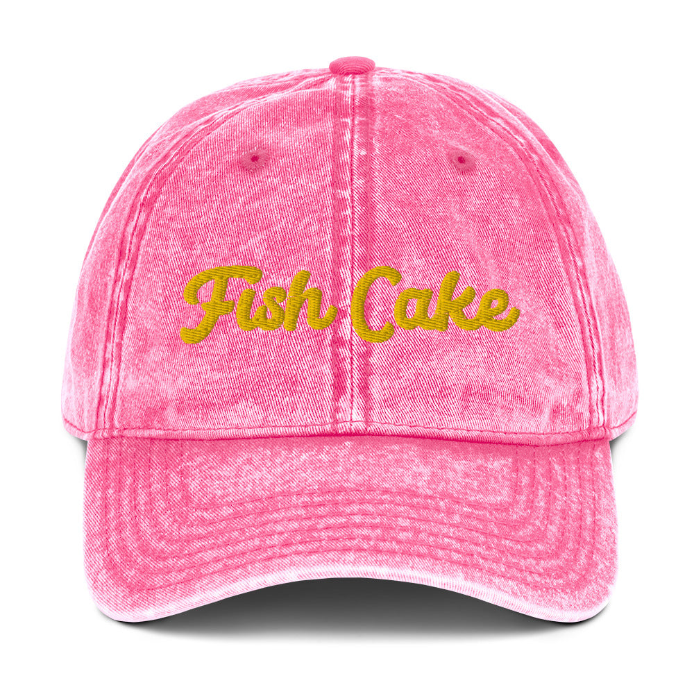 Pink fish cake dad hat from Nina's Funky Shop by ninanush - Do you love Fish Cakes? This fish cake dad hat is just what you need. It's a weird hat that's comfortable, with a stylish distressed fabric. Stand out and add a little personality to your everyday unique outfits in this funny food hat. The perfect hat for foodies and fish cake enthusiasts. Eat fish cakes in style.