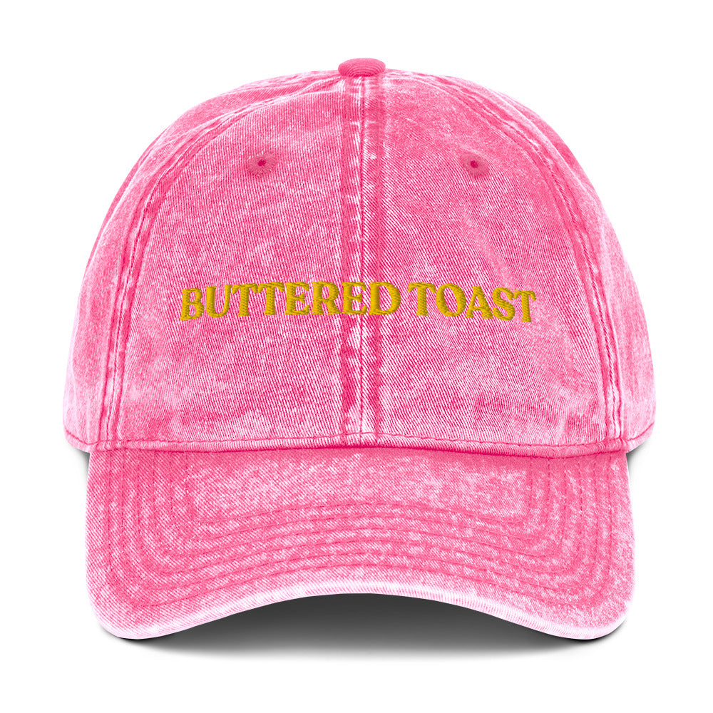Pink Buttered Toast Hat - Love buttered toast? Looking for a gift for a foodie? Our Buttered Toast Dad Hat is comfortable, adjustable and made just for you. It's a funny dad hat, expertly embroidered. Perfect for everyday streetwear or a gift for a buttered toast enthusiast! 