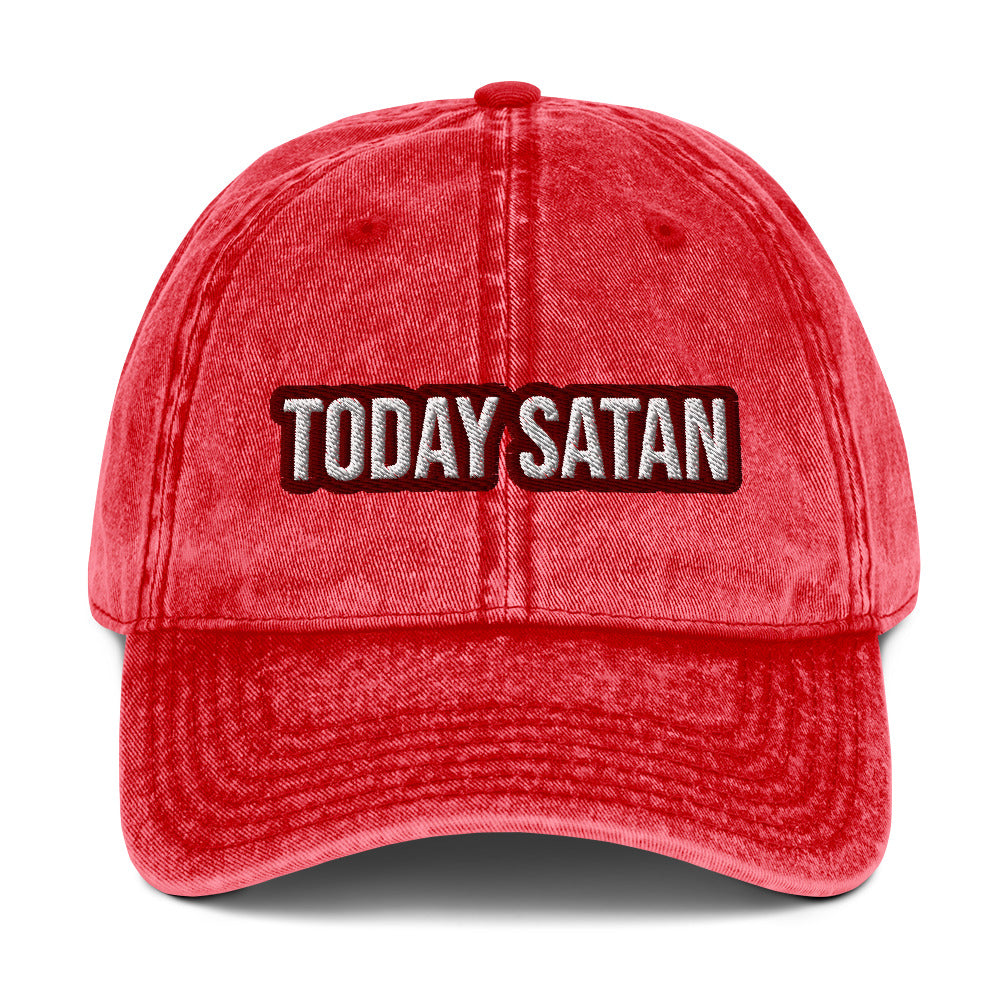 Red today Satan dad hat from Nina's Funky Shop by ninanush - Today Satan! Add a little personality to your everyday style with this quirky dad hat for sinners of all kinds. It's an unusual dad hat that comes in a variety of colors with "Today Satan" embroidered on the front. Stand out and make a statement in this funny Satan hat or give it as a weird gift to your favorite human.