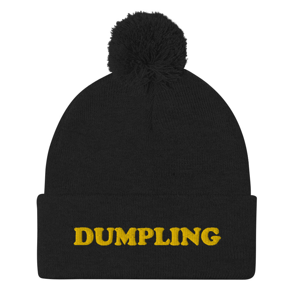 Black dumpling hat - Are you a dumpling enthusiast? This dumpling beanie hat is all you've been missing. Now you can eat your favorite dumplings in a unique dumpling hat with a classic pom pom on top. Stay weird and stay warm in this cozy and unusual food beanie hat.  Celebrate your favorite dumplings in our funky foodie beanies & clothing.