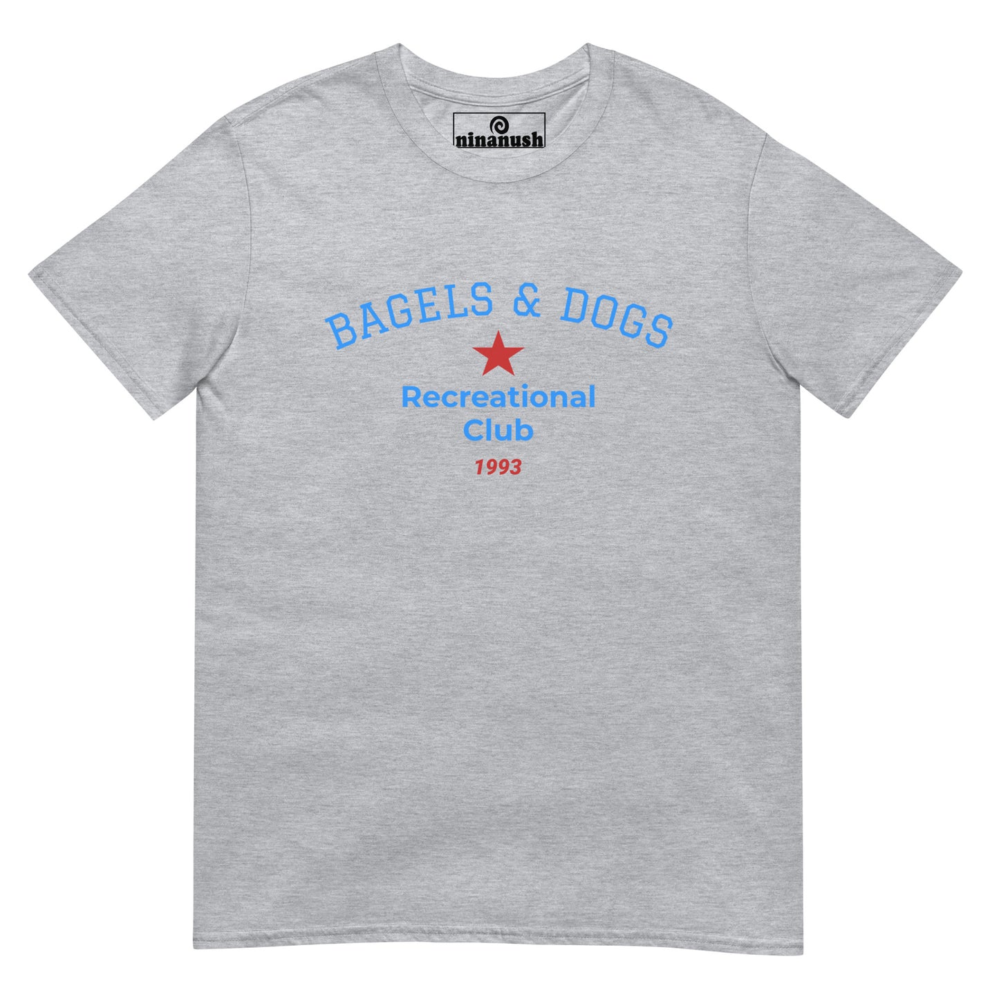 Gray bagels and dogs shirt - Funny recreational club tshirt - This bagels and dogs recreational club t-shirt is a funny and unique shirt for dog and bagel lovers. Our funky dog and bagel t-shirt is comfortable and just a little weird. It's a funny t-shirt for foodies and bagel & puppy enthusiasts. Walk your dog, eat your perfectly toasted bagel, and wear what makes you smile.