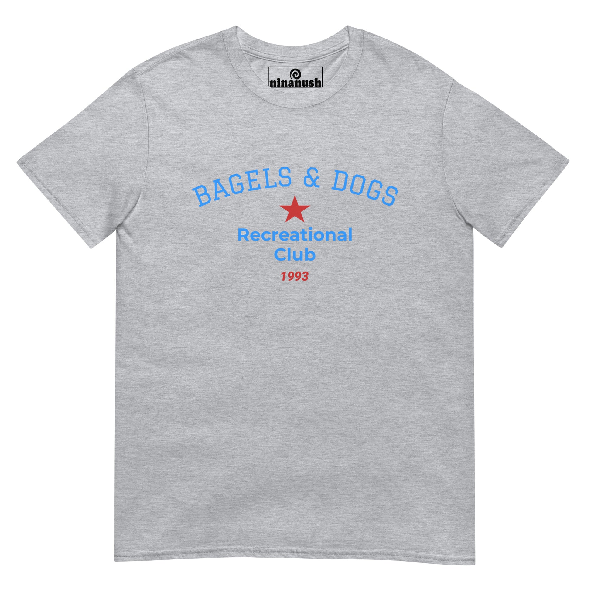 Gray bagels and dogs shirt - Funny recreational club tshirt - This bagels and dogs recreational club t-shirt is a funny and unique shirt for dog and bagel lovers. Our funky dog and bagel t-shirt is comfortable and just a little weird. It's a funny t-shirt for foodies and bagel & puppy enthusiasts. Walk your dog, eat your perfectly toasted bagel, and wear what makes you smile.
