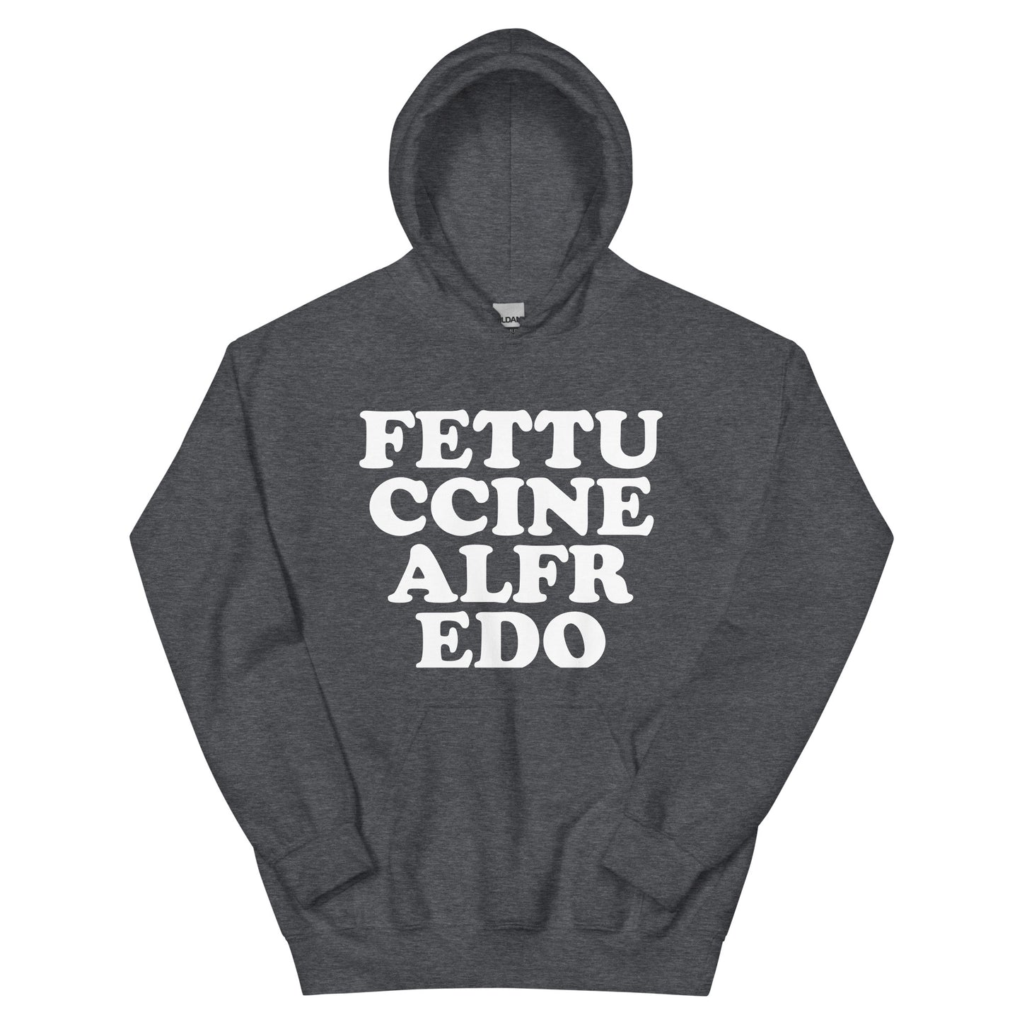 Gray fettuccine Alfredo hoodie for foodies - Eat fettuccine Alfredo and make a statement in a funny fettuccine Alfredo sweatshirt. It's a unique foodie hoodie with a funny food saying. This weird sweatshirt for foodies is the best gift for fettuccine Alfredo lovers. Eat fettuccine Alfredo, be kind to all kinds and do what makes you smile in a funny foodie hoodie.