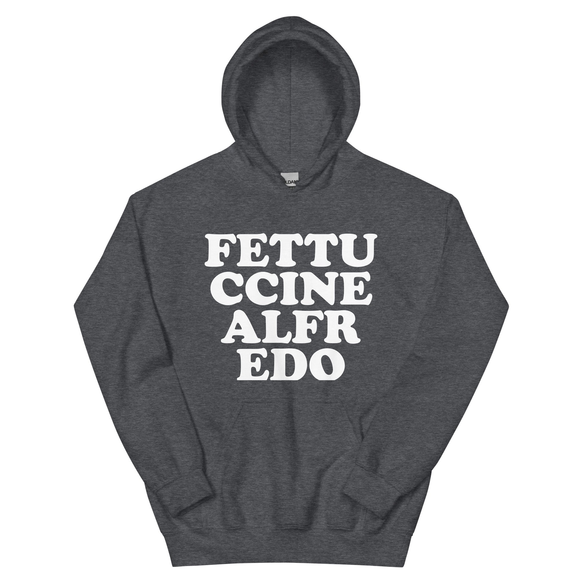 Gray fettuccine Alfredo hoodie for foodies - Eat fettuccine Alfredo and make a statement in a funny fettuccine Alfredo sweatshirt. It's a unique foodie hoodie with a funny food saying. This weird sweatshirt for foodies is the best gift for fettuccine Alfredo lovers. Eat fettuccine Alfredo, be kind to all kinds and do what makes you smile in a funny foodie hoodie.