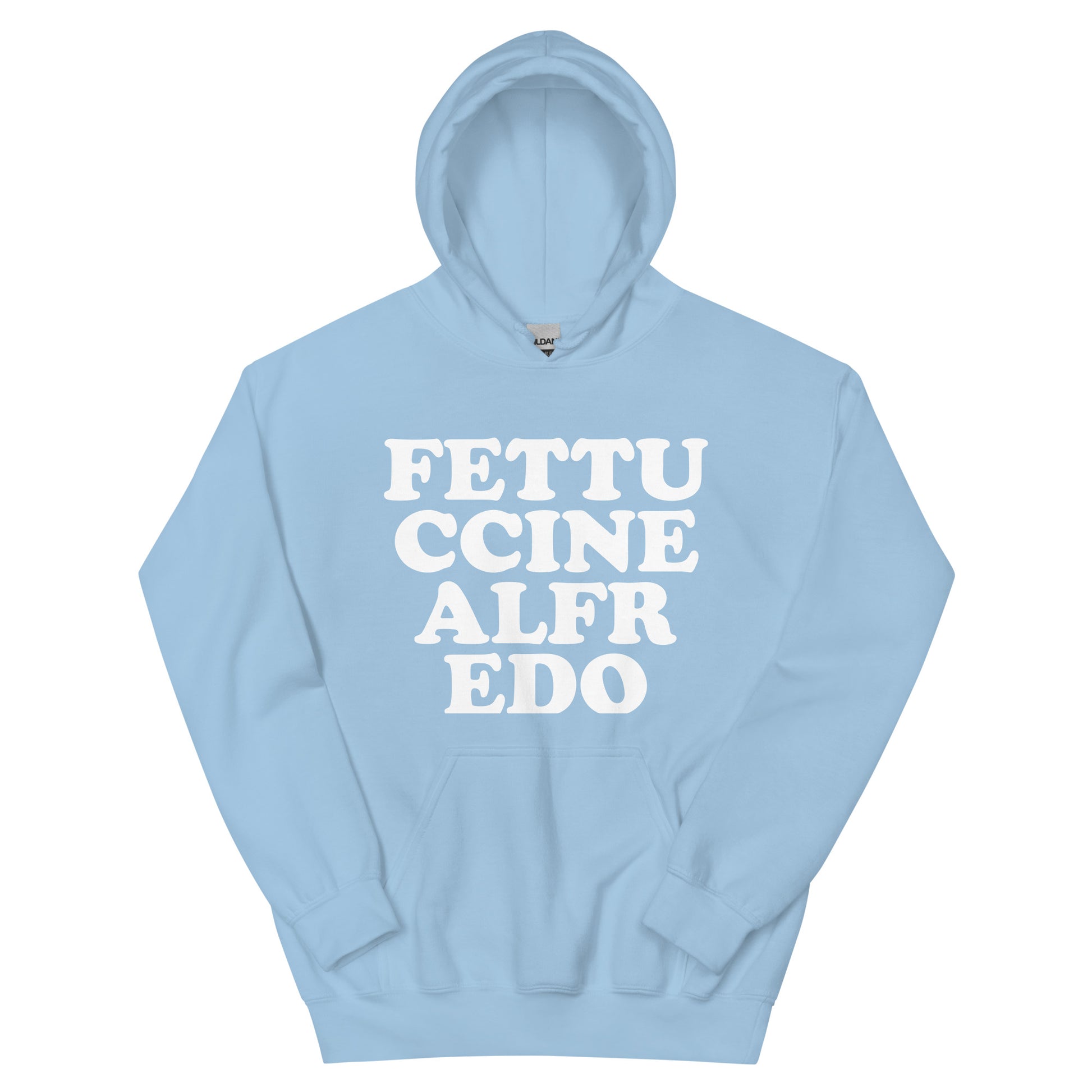 Blue fettuccine Alfredo hoodie for American foodies -Eat fettuccine Alfredo and make a statement in a funny fettuccine Alfredo sweatshirt. It's a unique foodie hoodie with a funny food saying. This weird sweatshirt for foodies is the best gift for fettuccine Alfredo lovers. Eat fettuccine Alfredo, be kind to all kinds and do what makes you smile in a funny foodie hoodie.