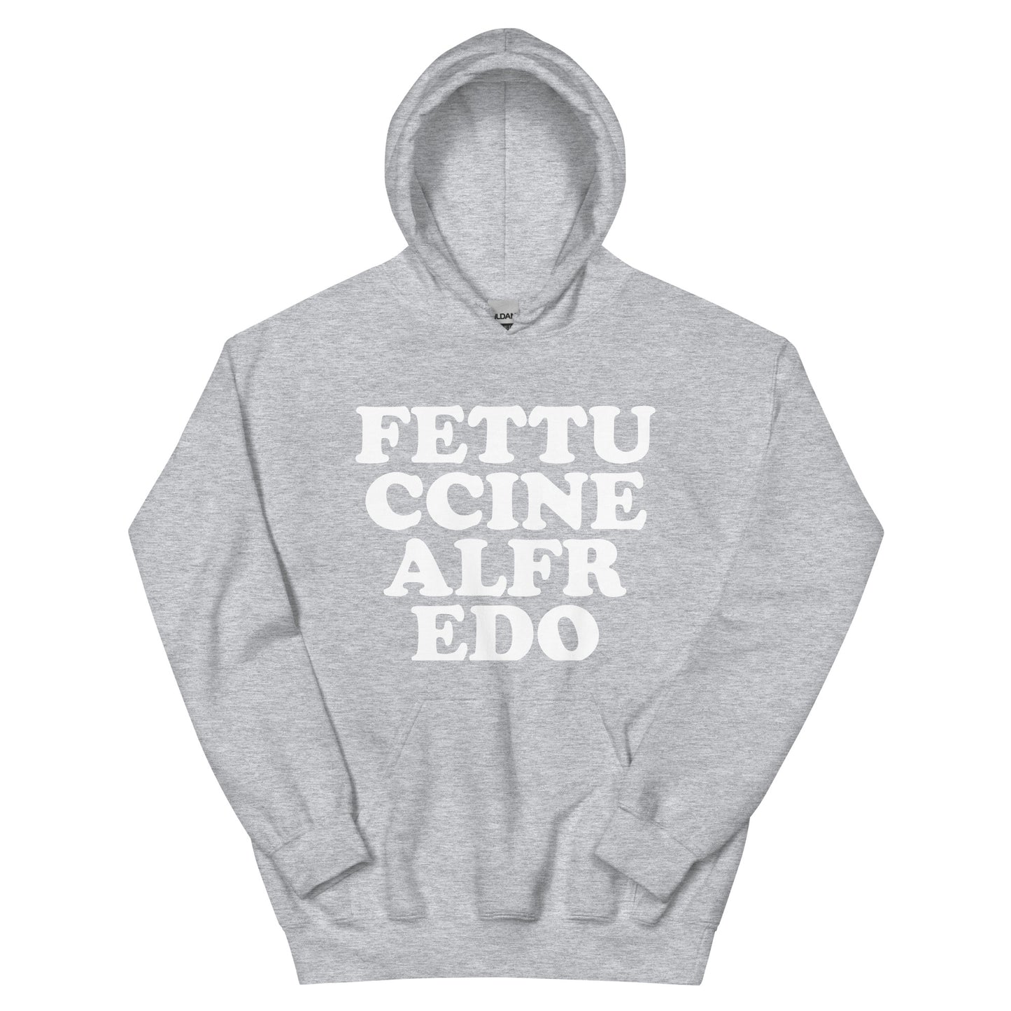 Light gray fettuccine Alfredo hoodie for foodies - Eat fettuccine Alfredo and make a statement in a funny fettuccine Alfredo sweatshirt. It's a unique foodie hoodie with a funny food saying. This weird sweatshirt for foodies is the best gift for fettuccine Alfredo lovers. Eat fettuccine Alfredo, be kind to all kinds and do what makes you smile in a funny foodie hoodie.